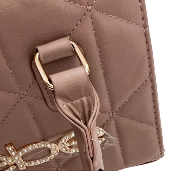 NWT BEBE Zaza Crystal Logo Mini Satchel Bag Pink - Picture 5 of 7